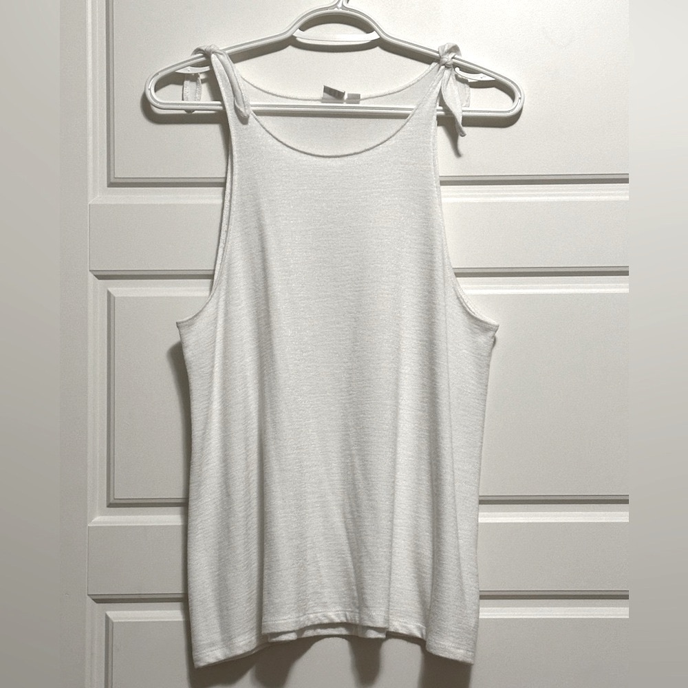GAP White Shoulder-tie Sleeveless Top, Size Medium